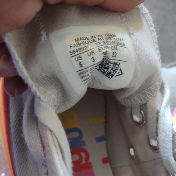 Converse White Chunky Stacked Rainbow Sneakers Size 5 - Picture 5 of 7